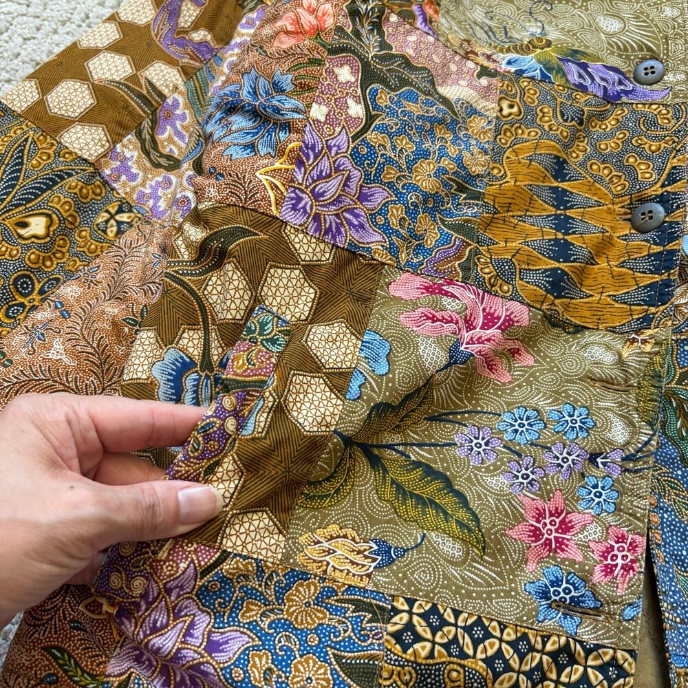 Vintage Together! Patchwork Quilted Jacket Brown Womens Size S Retro Floral - Picture 6 of 7